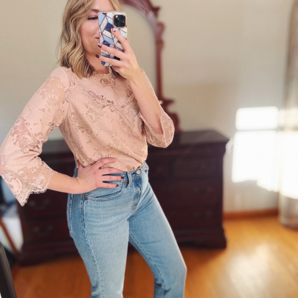 Heartloom Dusty Rose Blouse Size Medium